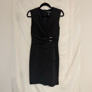 White House Black Market Instantly Slimming Black Midi Dress with Ring Detail